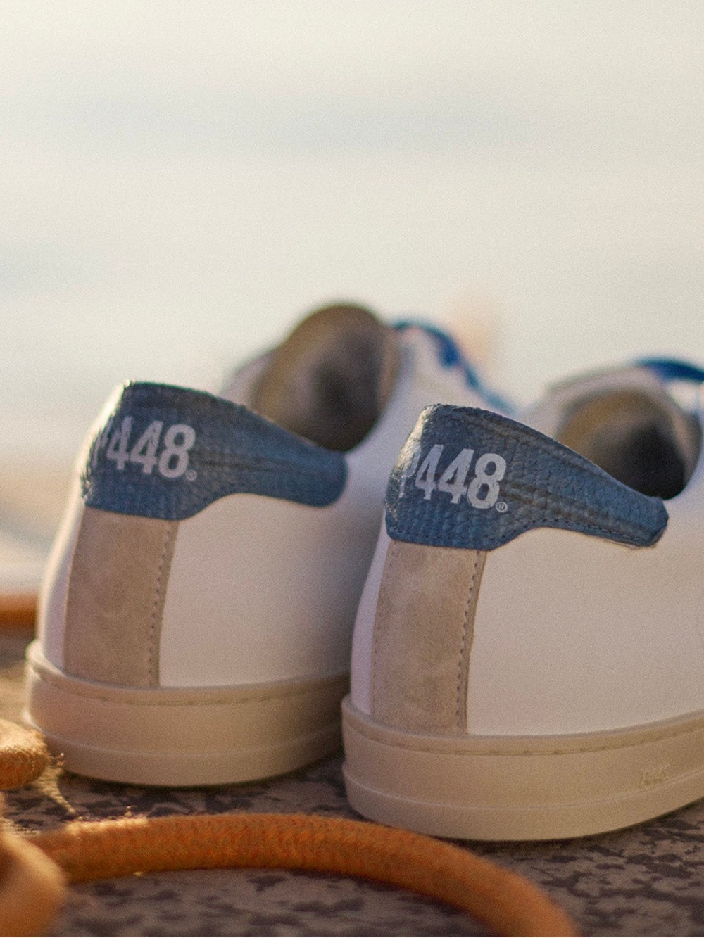 Women’s  White and Blue Low-Top Sneakers